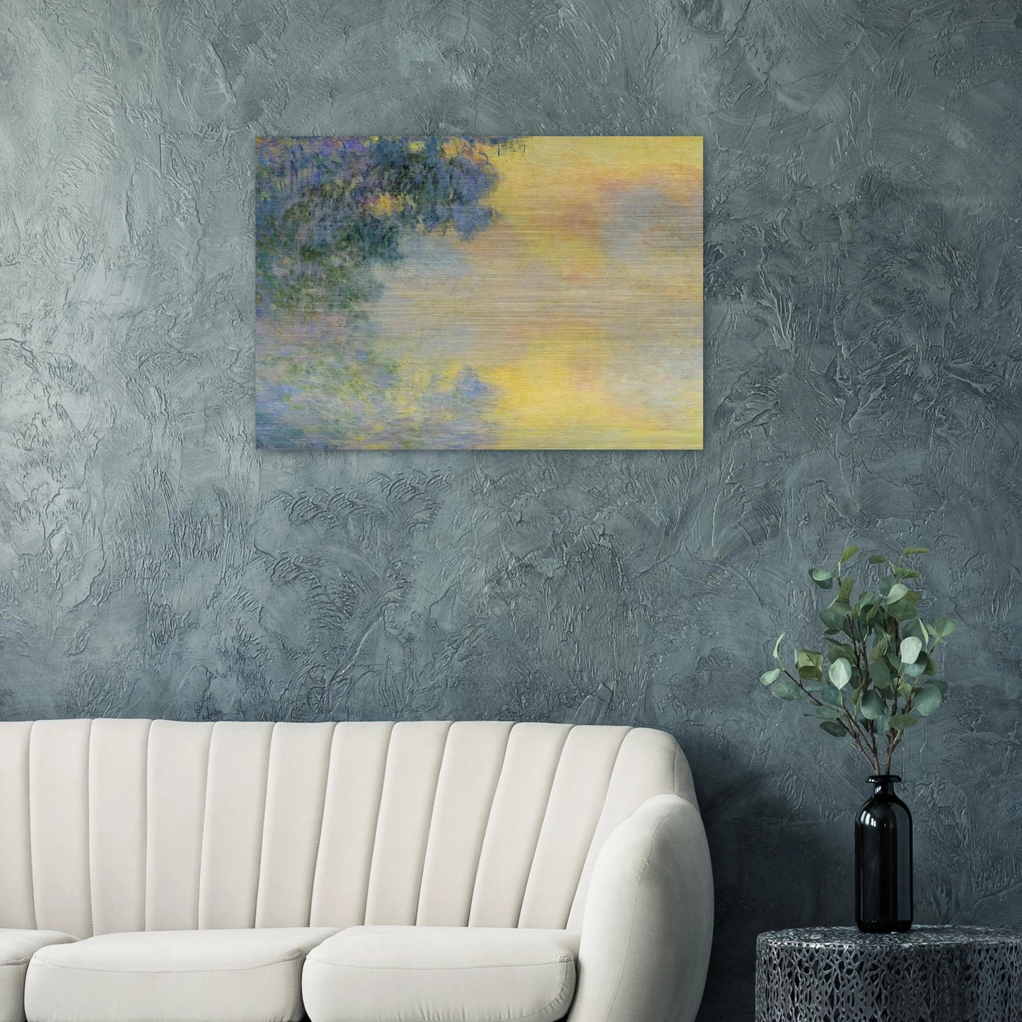 Misty Morning on the Seine, Sunrise - claude monet Brushed Aluminum Print - 70x100 cm / 28x40 inches | claude monet Aluminum Print | claude monet Prints