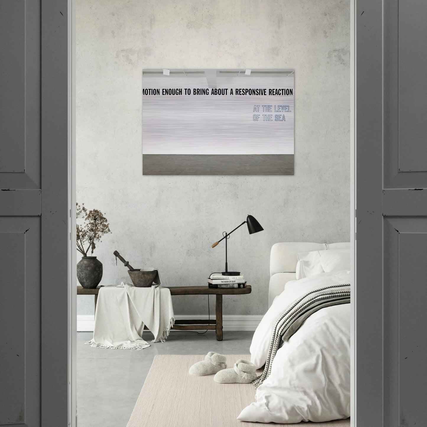 Motion Enough to Bring About... - 2008 - Lawrence Weiner Brushed Aluminum Print - 70x100 cm / 28x40 inches | Lawrence Weiner Aluminum Print | Lawrence Weiner Prints