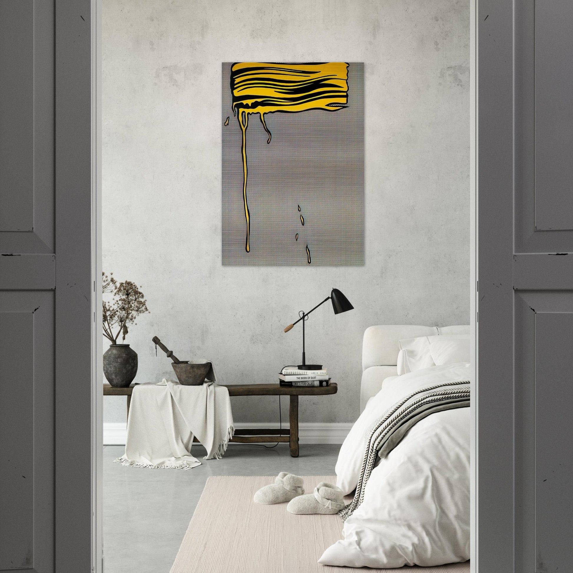 YELLOW BRUSHSTROKE I 1965 - Roy Lichtenstein Brushed Aluminum Print - 70x100 cm / 28x40 inches | Roy Lichtenstein Aluminum Print | Roy Lichtenstein Prints