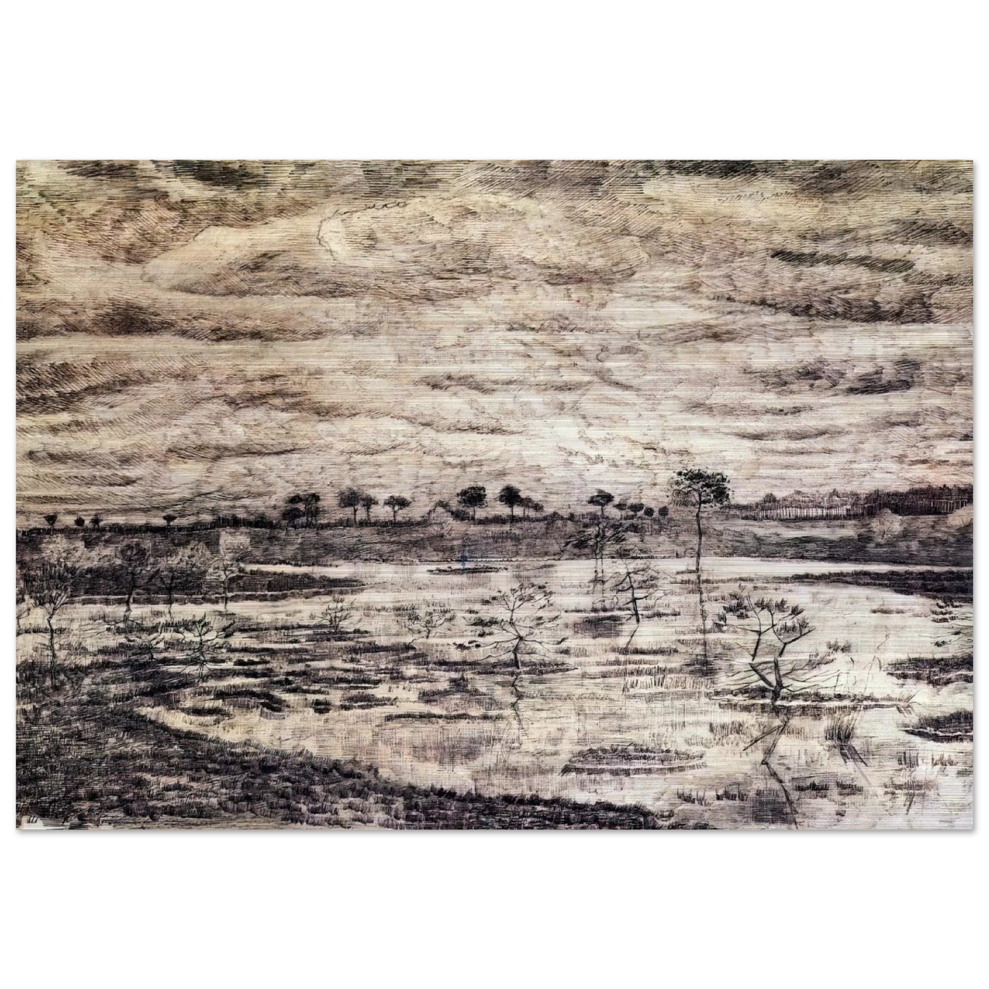 A Marsh - Vincent van Gogh Brushed Aluminum Print - 70x100 cm / 28x40 inches | Vincent van Gogh Aluminum Print | Vincent van Gogh Prints