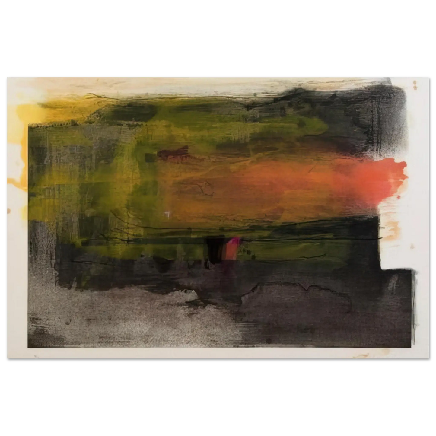 Helen Frankenthaler - Deep Sun - 1983 Wall art - 27x35 cm / 11x14 Inches - Premium Wooden Framed Poster With Fine Art Paper - Black frame