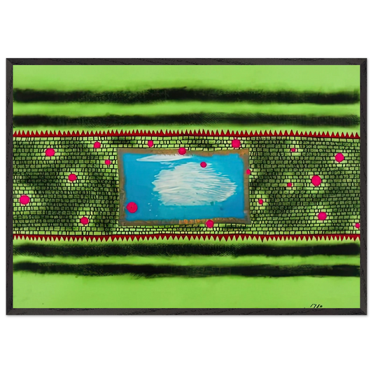 TRAVELING WATER 1980 - Yayoi Kusama 70x100 cm / 28x40 inches Framed Art Print – Black Wooden Frame