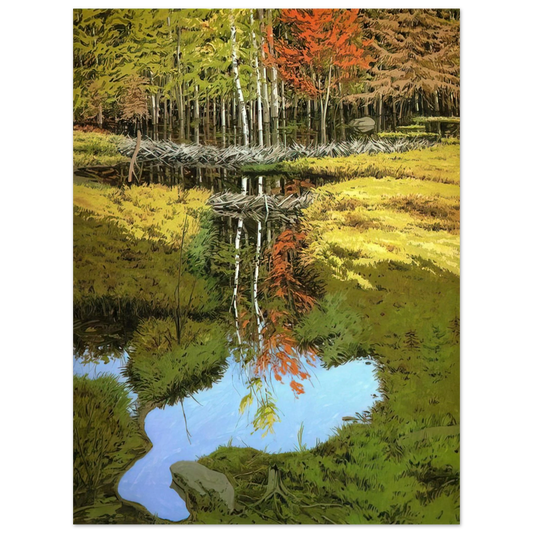 Neil Welliver - New Dams in Meadow - 1984  75x100 cm / 30x40inches Fine Art Poster