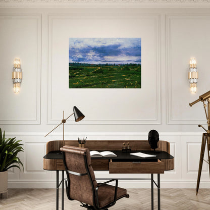 Wheat Fields with Stacks - Vincent van Gogh Brushed Aluminum Print - 70x100 cm / 28x40 inches | Vincent van Gogh Aluminum Print | Vincent van Gogh Prints