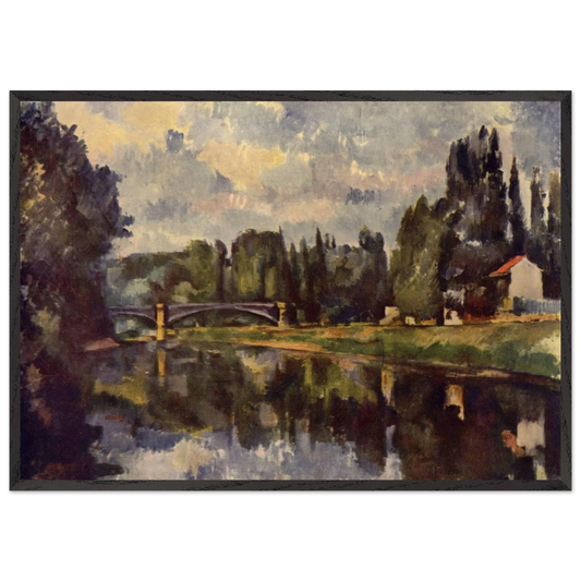 Bridge over the Marne - Paul Cezanne 70x100 cm / 28x40 inches Framed Art Print – Black Wooden Frame