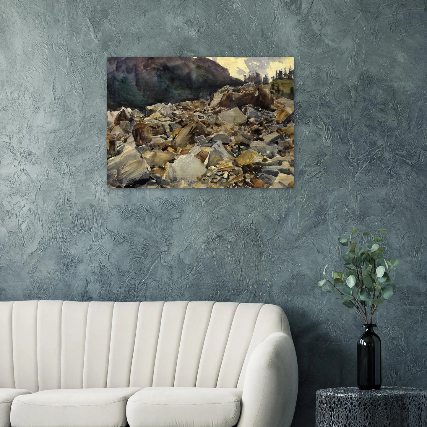 Purtud, Alpine Scene and Boulders - John Singer Sargent Brushed Aluminum Print - 70x100 cm / 28x40 inches | John Singer Sargent Aluminum Print | John Singer Sargent Prints