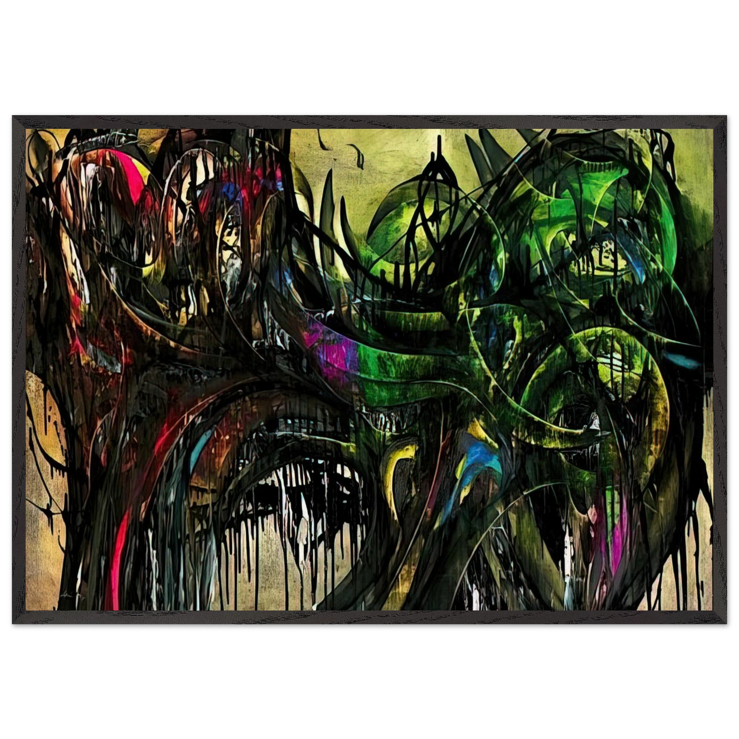Peinture - 1955 - Simon Hantai 70x100 cm / 28x40 inches Framed Art Print – Black Wooden Frame