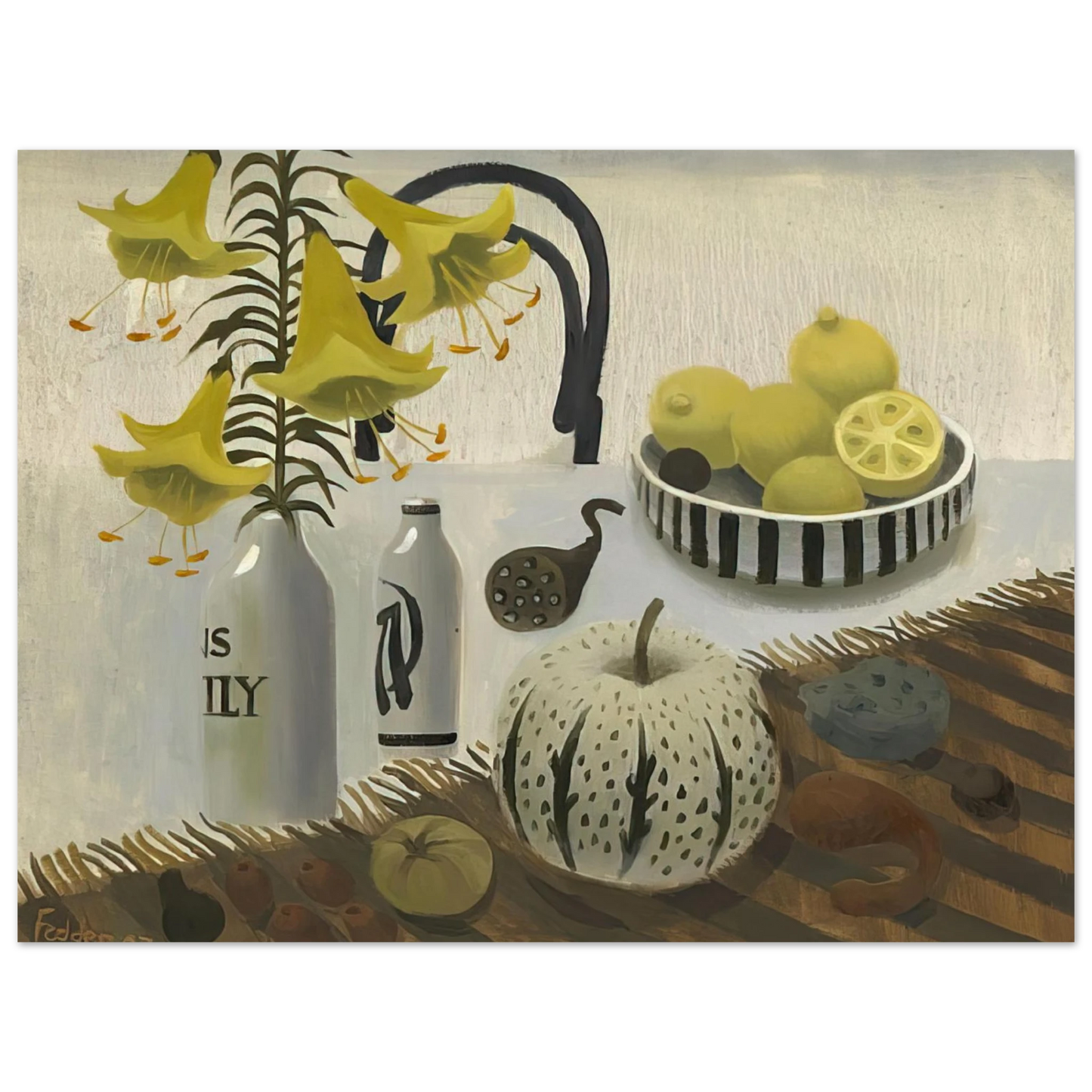 Mary Fedden - Lilies and Lemons - 2007  75x100 cm / 30x40inches Fine Art Poster