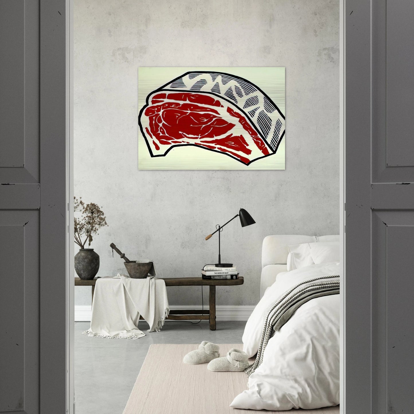 STANDING RIB 1962 - Roy Lichtenstein Brushed Aluminum Print - 70x100 cm / 28x40 inches | Roy Lichtenstein Aluminum Print | Roy Lichtenstein Prints