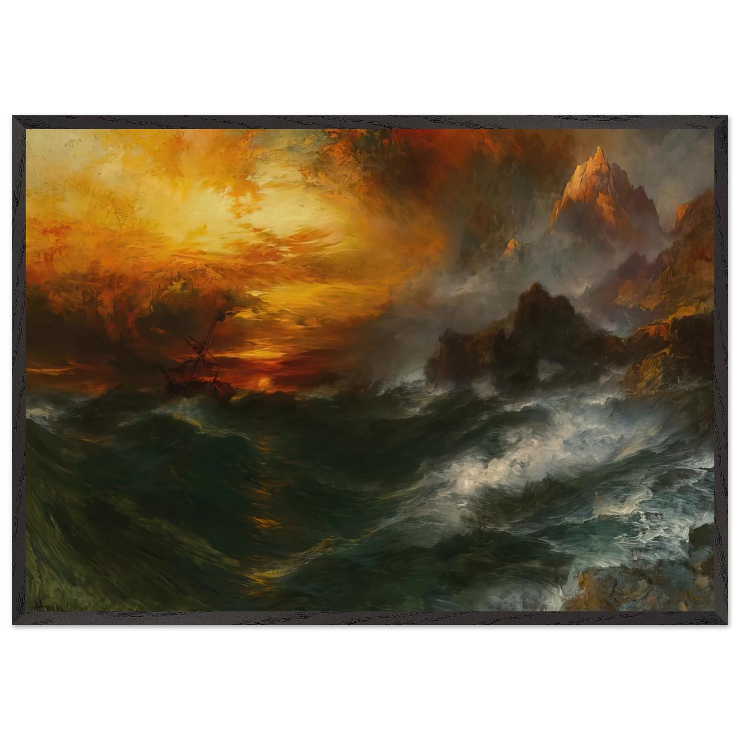 A Mountain of Loadstone Arabian Nights - Thomas Moran 70x100 cm / 28x40 inches Framed Art Print – Black Wooden Frame