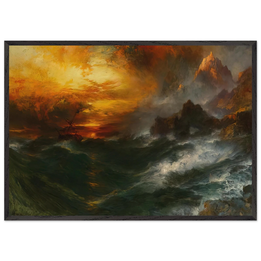 A Mountain of Loadstone Arabian Nights - Thomas Moran 70x100 cm / 28x40 inches Framed Art Print – Black Wooden Frame