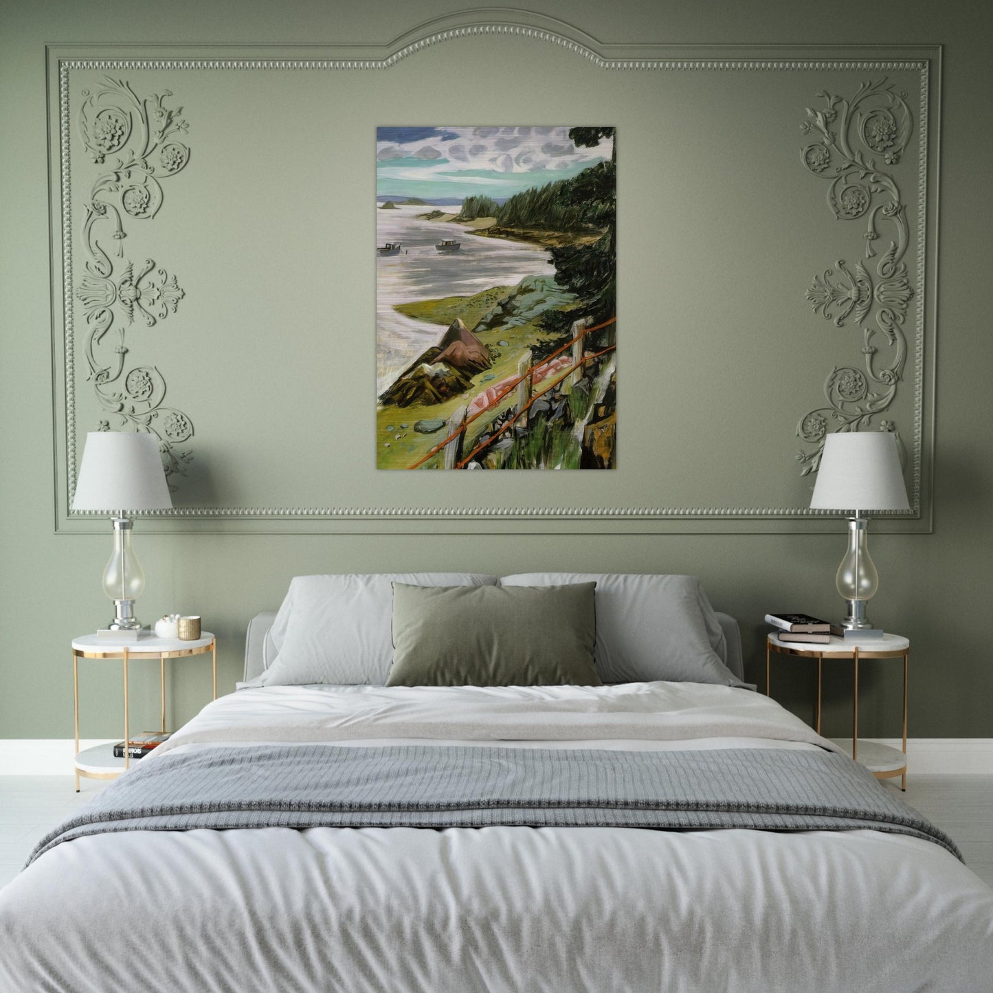 RED CABLES 1940 - Fairfield Porter Brushed Aluminum Print - 70x100 cm / 28x40 inches | Fairfield Porter Aluminum Print | Fairfield Porter Prints
