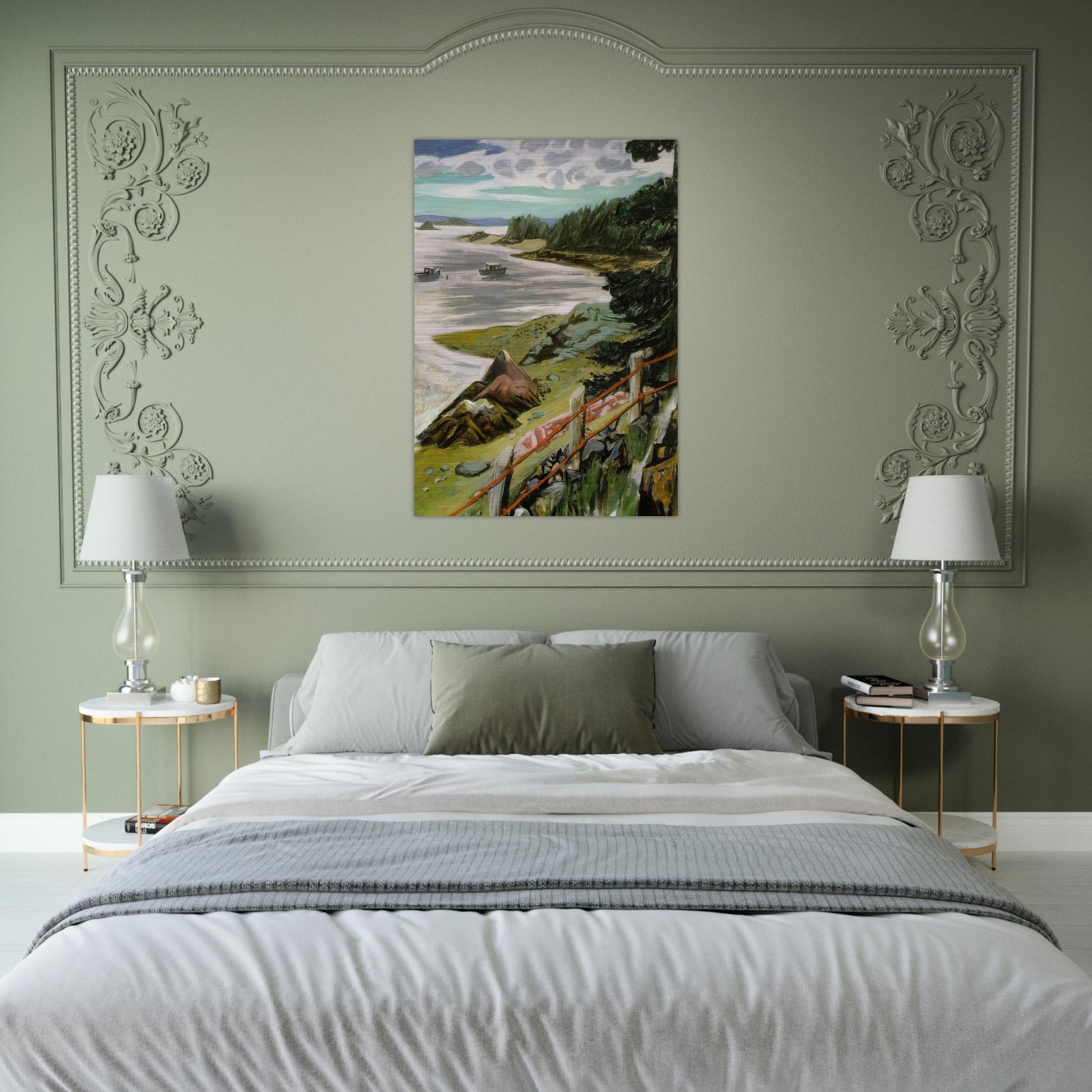 RED CABLES 1940 - Fairfield Porter Brushed Aluminum Print - 70x100 cm / 28x40 inches | Fairfield Porter Aluminum Print | Fairfield Porter Prints