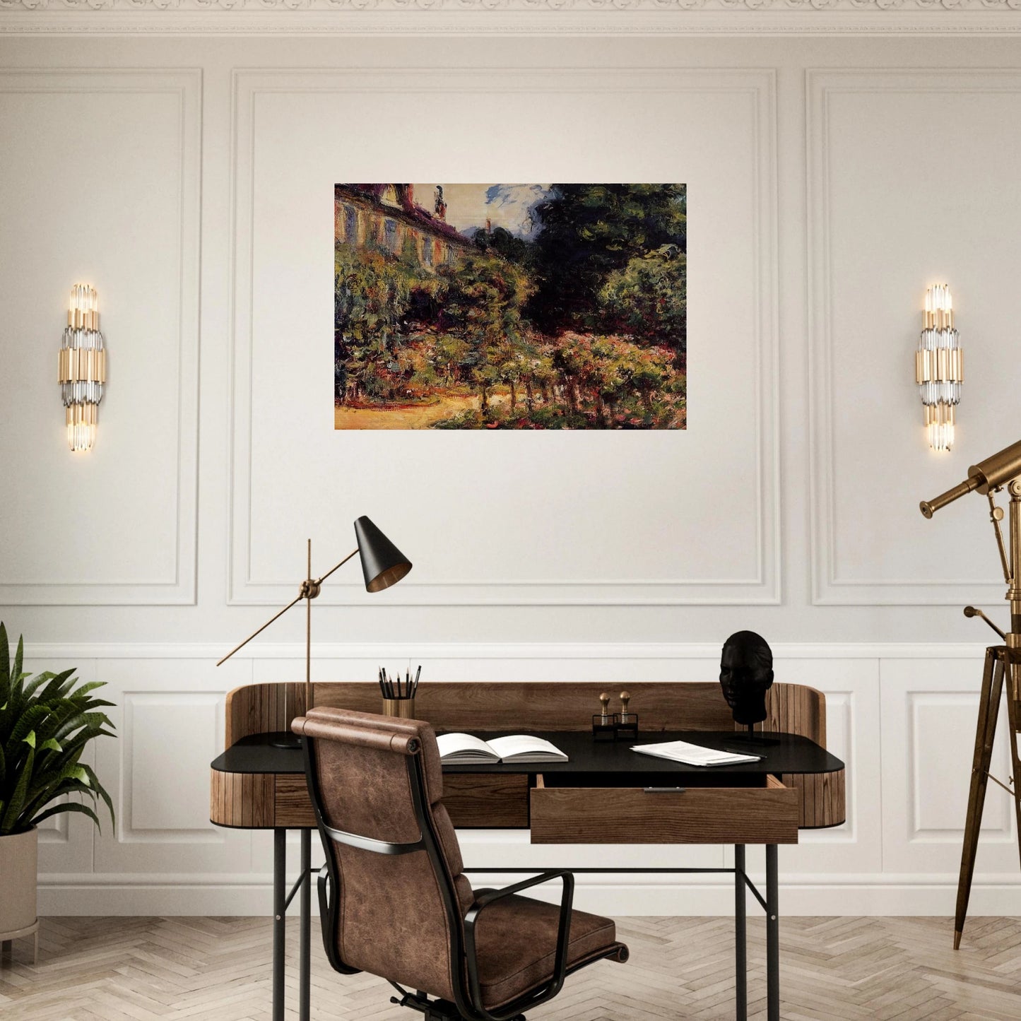 The Artist's House at Giverny - claude monet Brushed Aluminum Print - 70x100 cm / 28x40 inches | claude monet Aluminum Print | claude monet Prints