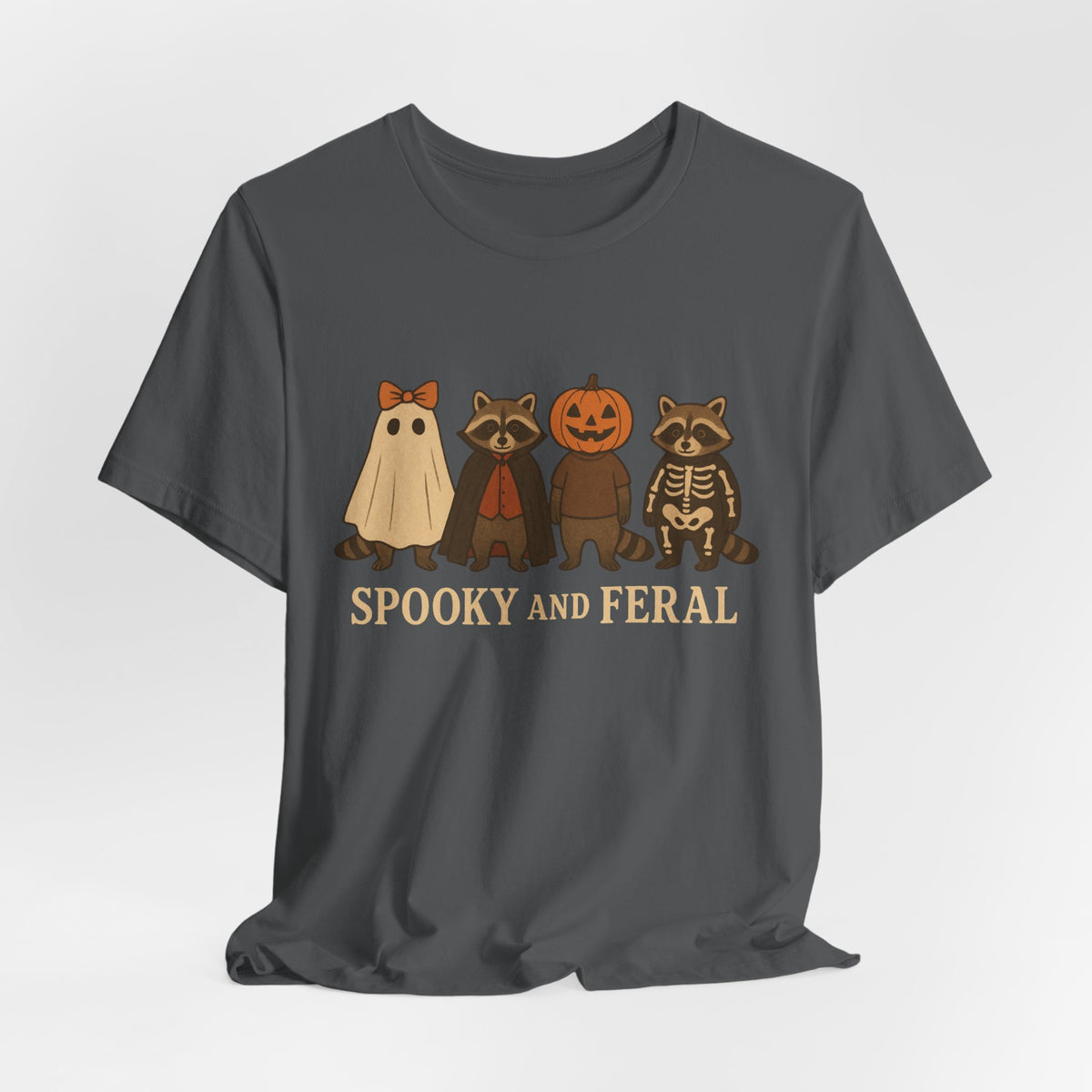 Gruseliges Waschbär-Shirt, lustiges Halloween-T-Shirt mit Grafik, süßes Vintage-Herbst-T-Shirt, trendiges Damen-Halloween-Shirt, T-Shirt mit wildem Waschbär-Motiv