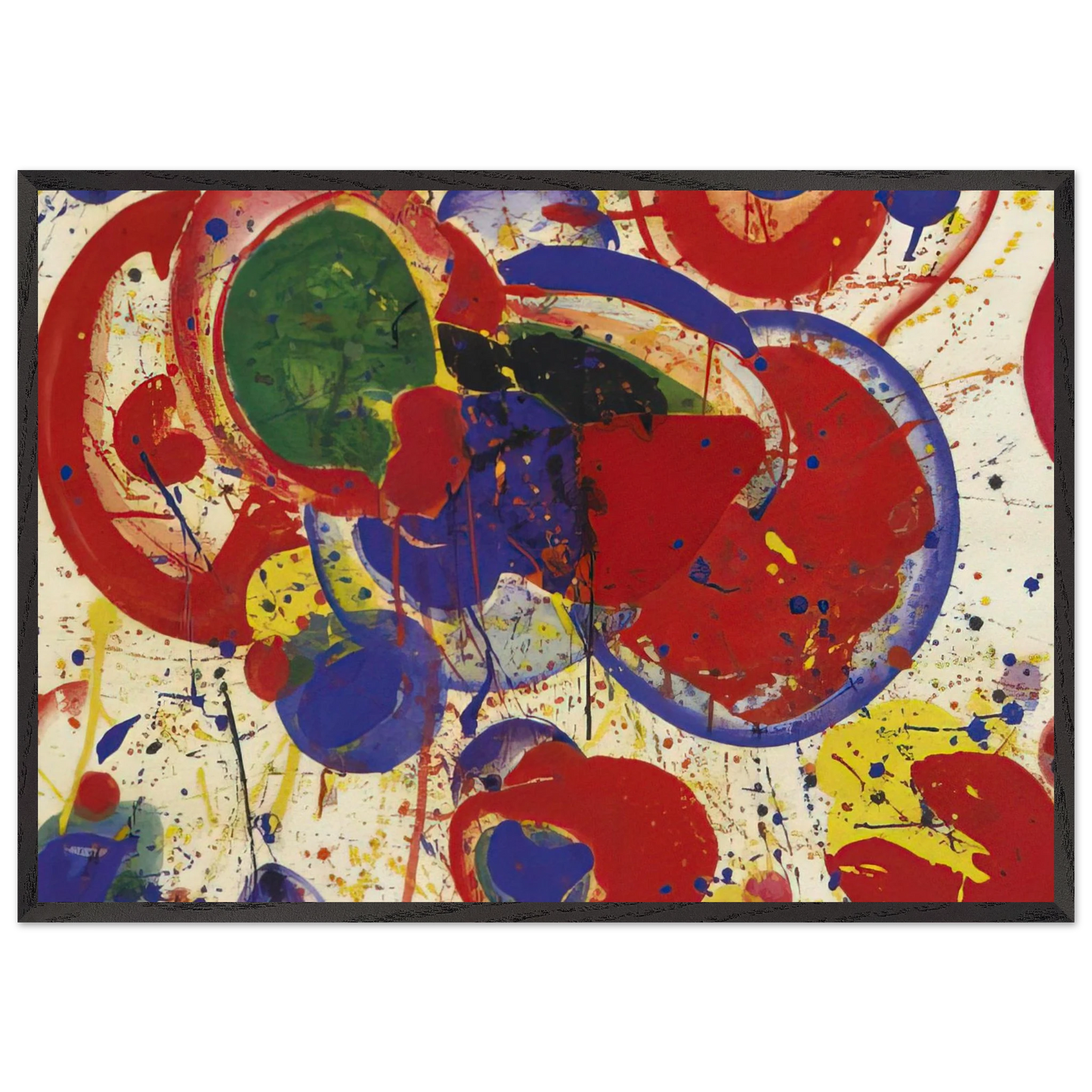 All Red - Sam Francis 70x100 cm / 28x40 inches Framed Art Print – Black Wooden Frame