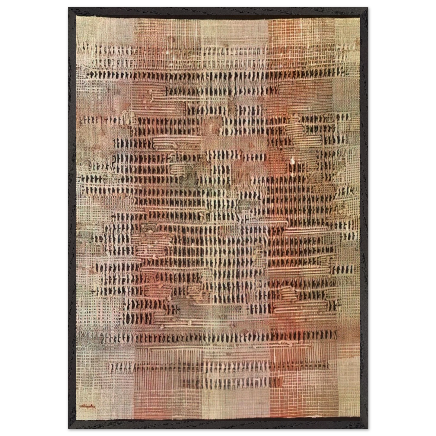 DEVELOPMENT IN ROSE II 1952 - Anni Albers 70x100 cm / 28x40 inches Framed Art Print – Black Wooden Frame