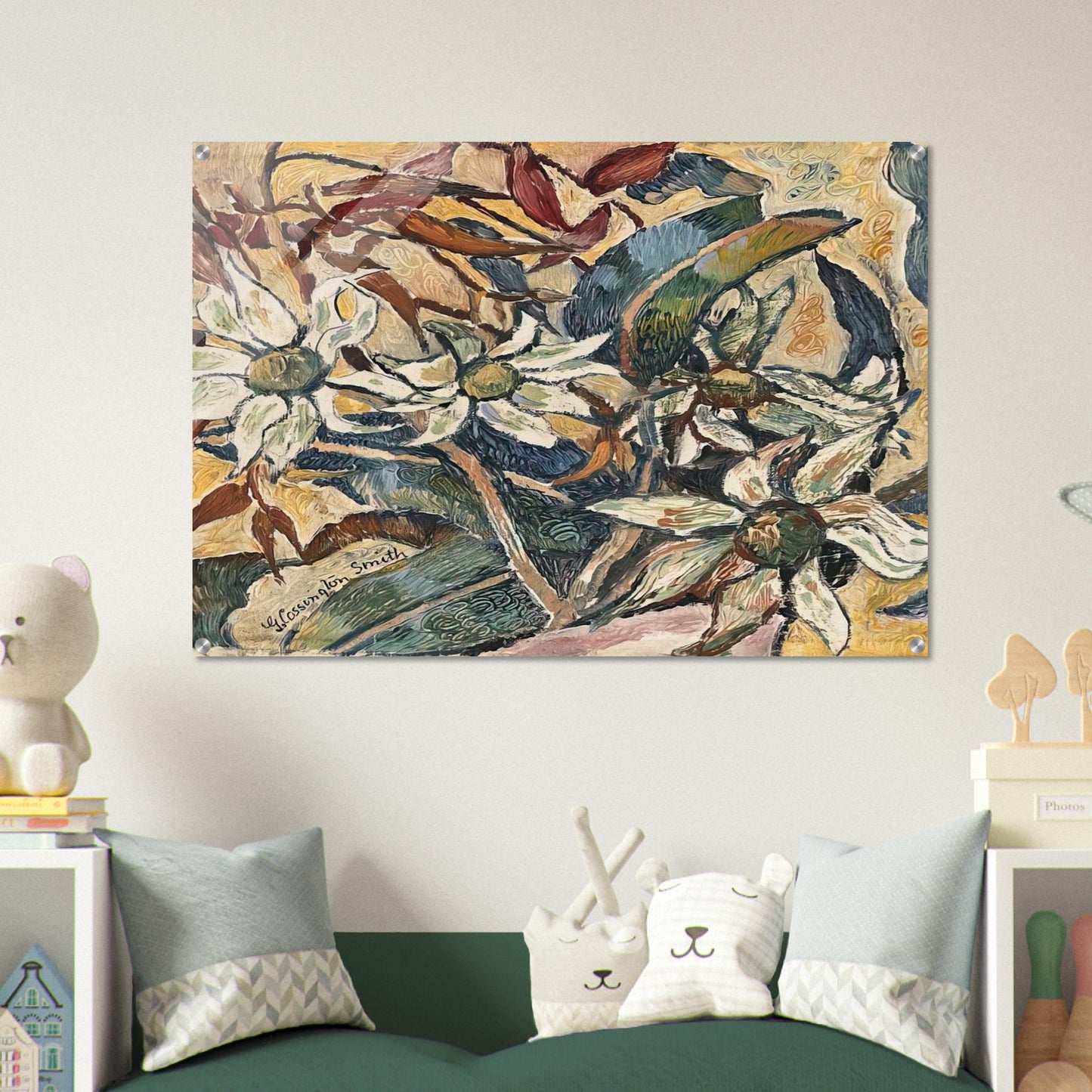 Flannel flowers and gum leaves - 1928 - Grace Cossington Smith Acrylic Print - 70x100 cm / 28x40″ inches | Grace Cossington Smith Wall Art | Grace Cossington Smith Prints
