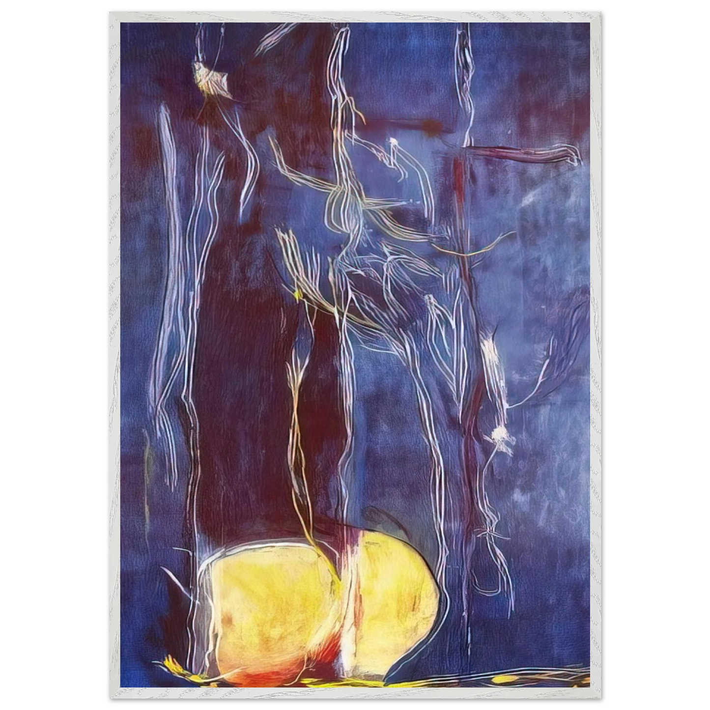 Helen Frankenthaler - All About Blue - 1994 Wall art - 28x43  cm / XL (11x17 inches) - Premium Wooden Framed Poster With Fine Art Paper-canvas - Black frame