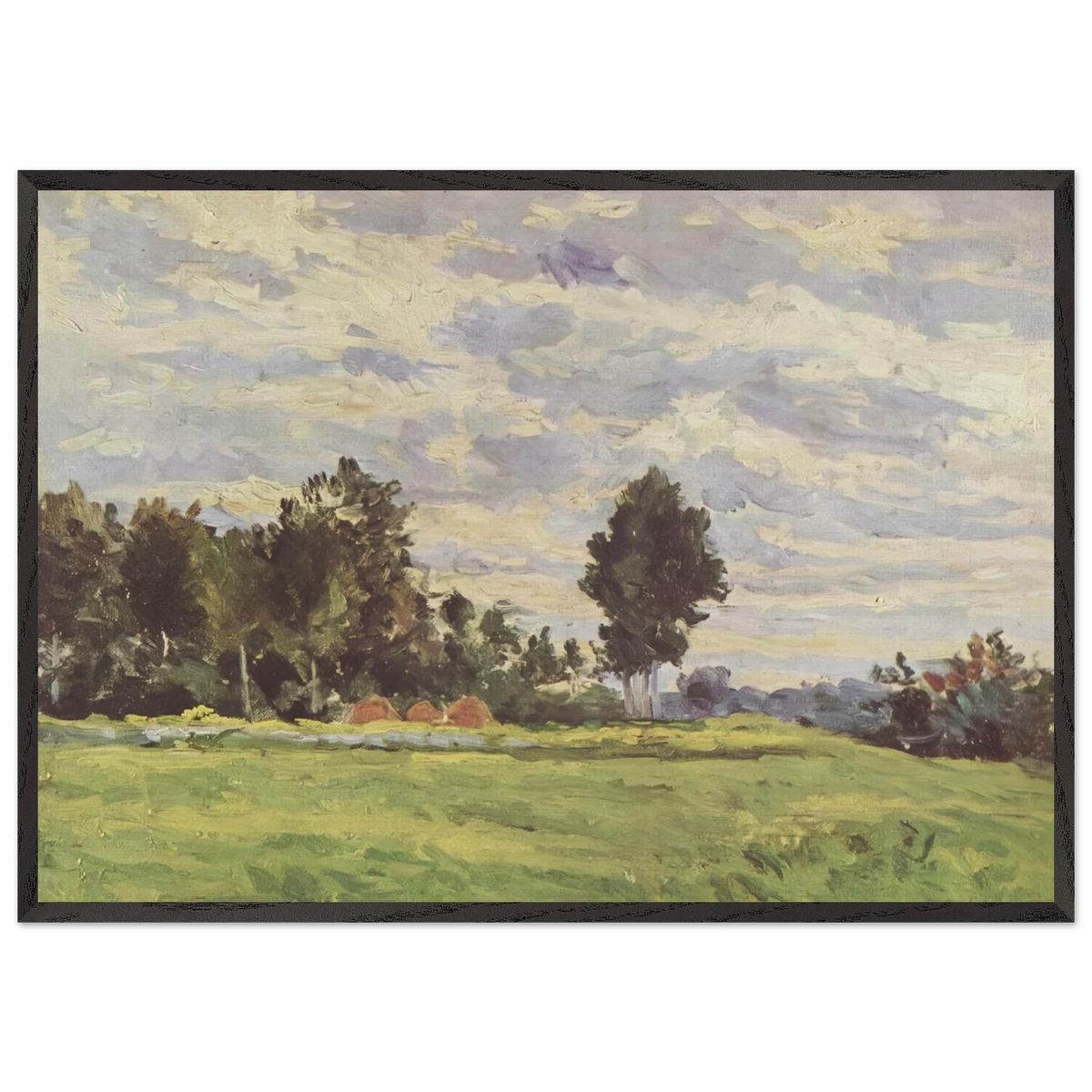 Landscape in the Ile de France - Paul Cezanne 70x100 cm / 28x40 inches Framed Art Print – Black Wooden Frame