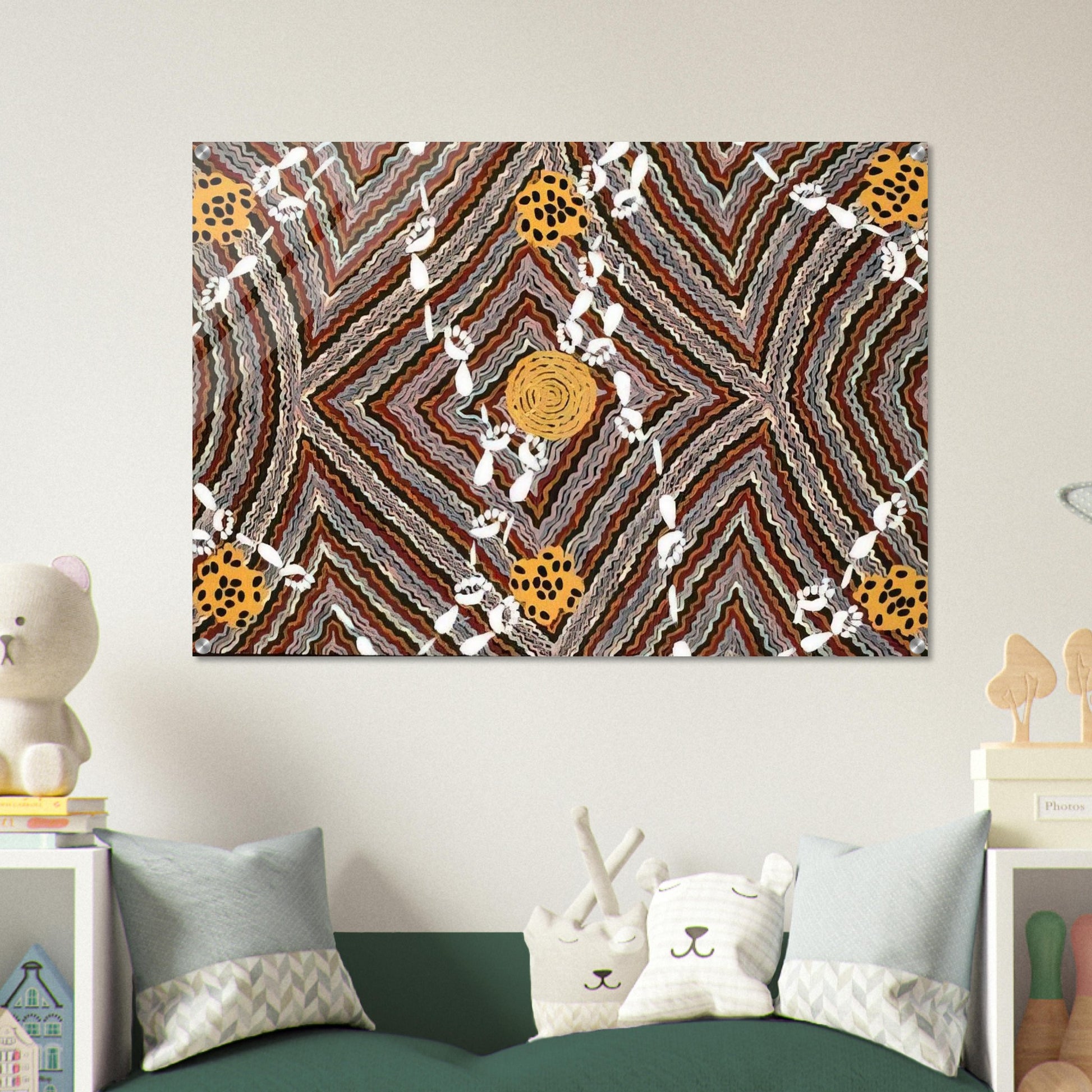 Salt Lake at Napperby - Native Art - Clifford Possum Tjapaltjarri Acrylic Print - 70x100 cm / 28x40″ inches