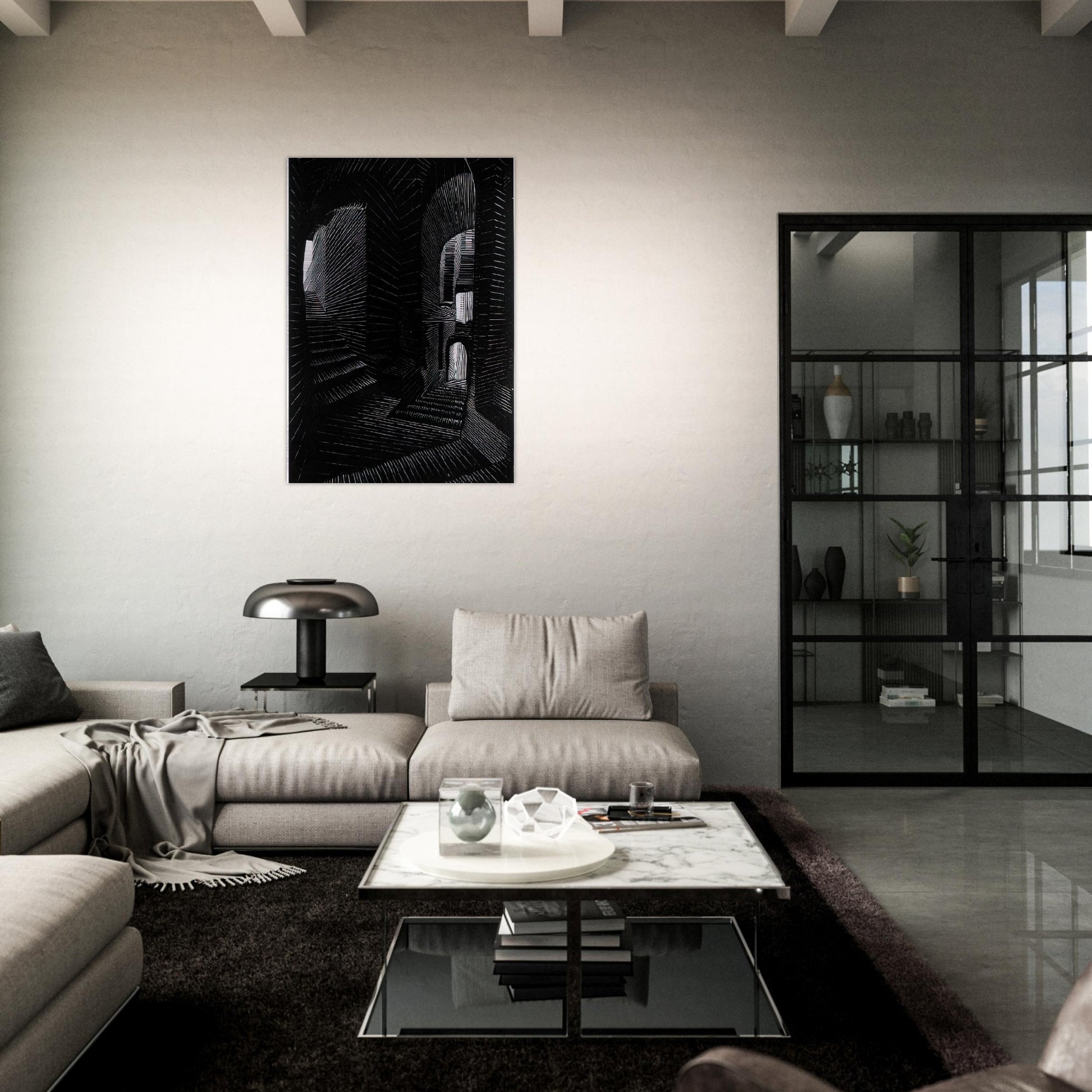 COVERED ALLEY IN ATRANI - MC Escher Brushed Aluminum Print - 70x100 cm / 28x40 inches | MC Escher Aluminum Print | MC Escher Prints
