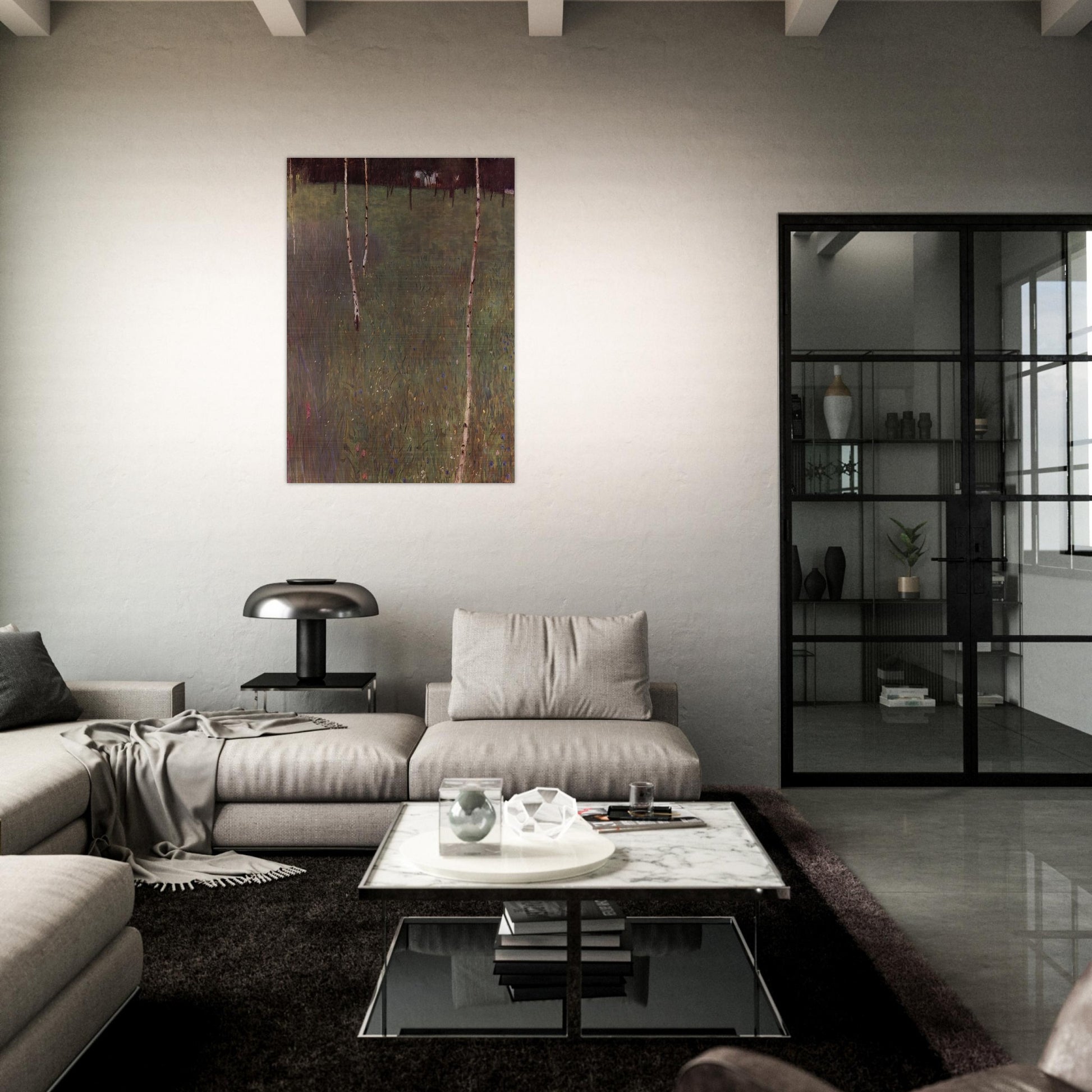 FARMHOUSES WITH BIRCH TREES - Gustav Klimt Brushed Aluminum Print - 70x100 cm / 28x40 inches | Gustav Klimt Aluminum Print | Gustav Klimt Prints