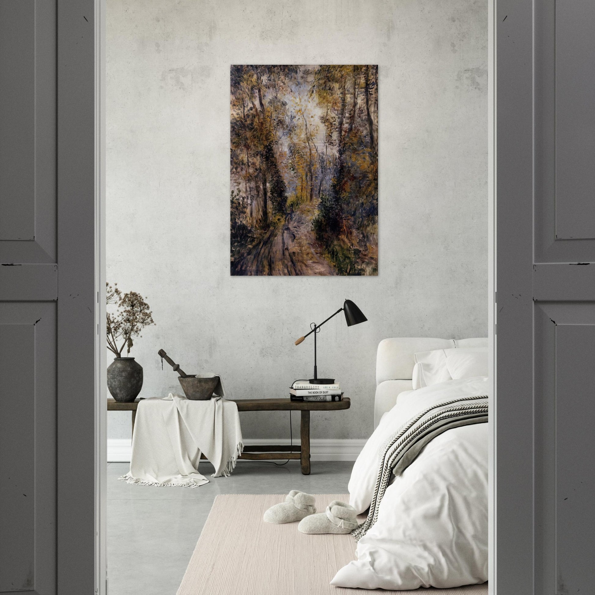 The Path through the Forest - Pierre-Auguste Renoir Brushed Aluminum Print - 70x100 cm / 28x40 inches | Pierre-Auguste Renoir Aluminum Print | Pierre-Auguste Renoir Prints