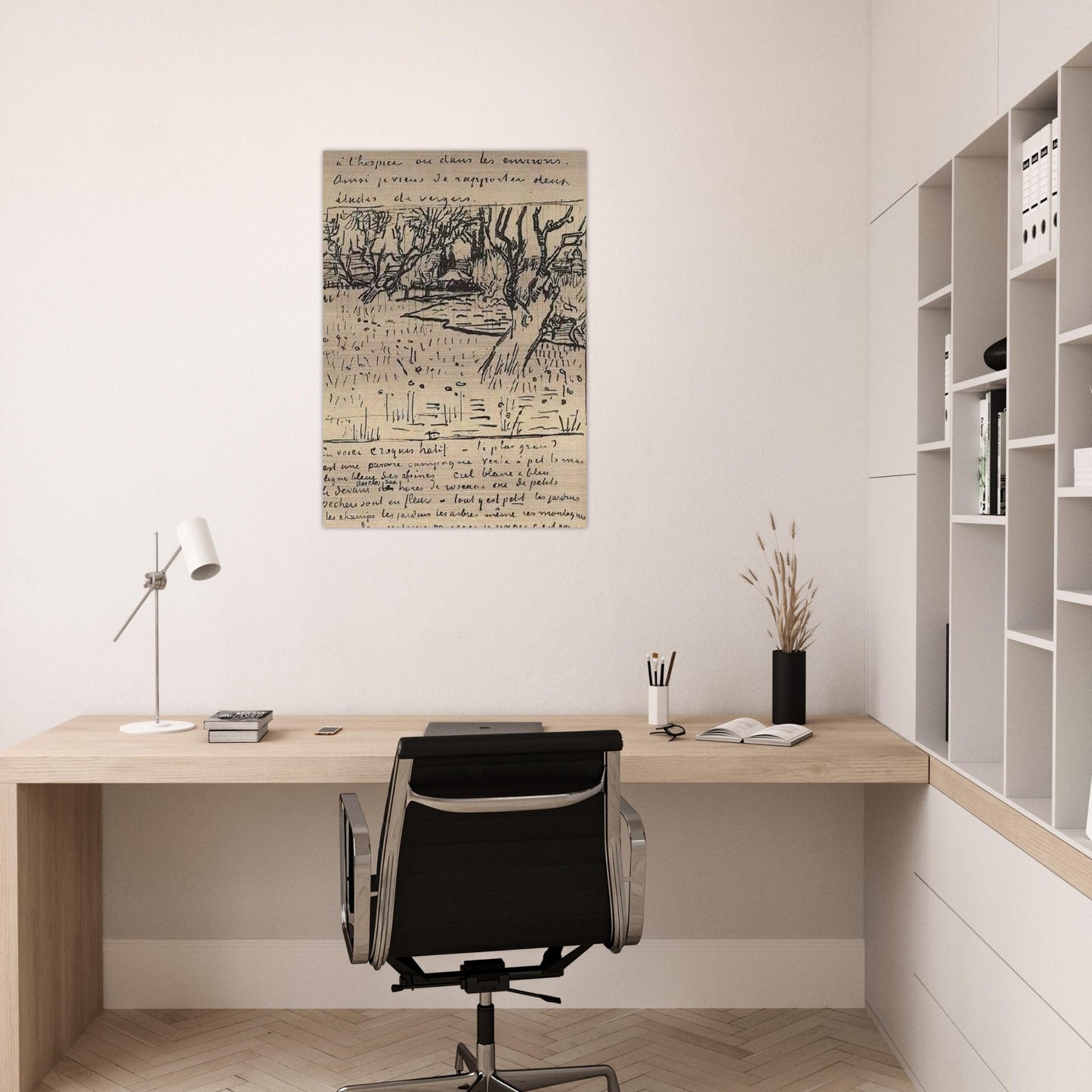 Orchard in Bloom with View of Arles - Vincent van Gogh Brushed Aluminum Print - 70x100 cm / 28x40 inches | Vincent van Gogh Aluminum Print | Vincent van Gogh Prints