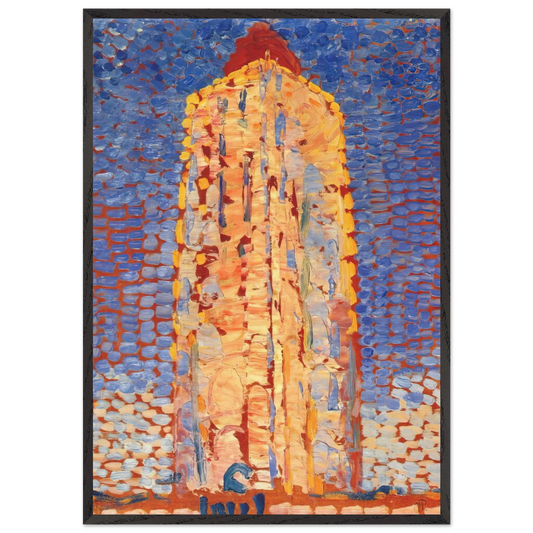 Lighthouse in Westkapelle - Piet Mondrian 70x100 cm / 28x40 inches Framed Art Print – Black Wooden Frame