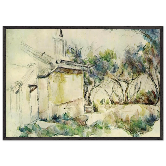 Jourdans Cottage - Paul Cezanne 70x100 cm / 28x40 inches Framed Art Print – Black Wooden Frame