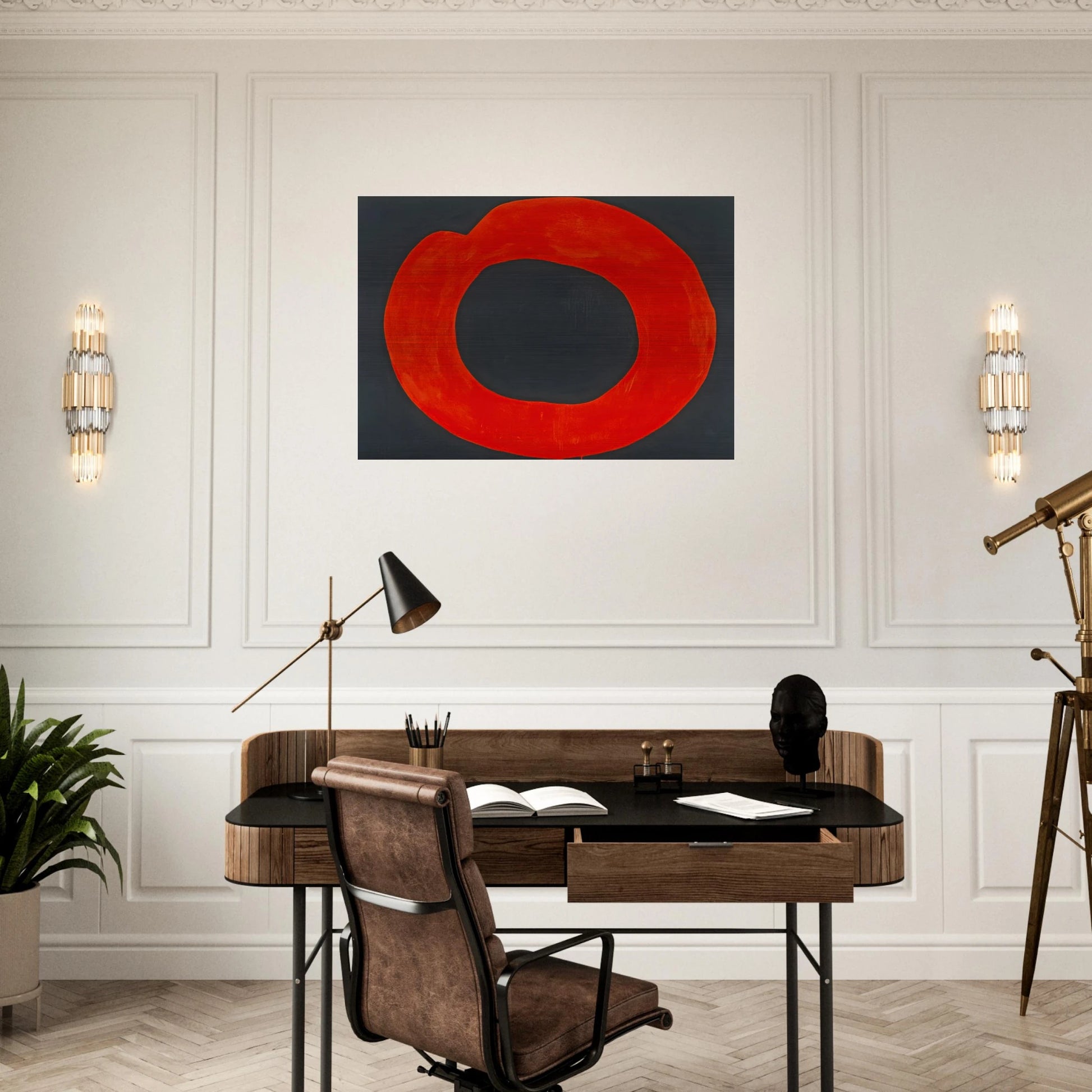 Red Circle on Black - 1965 - Jiro Yoshihara Brushed Aluminum Print - 70x100 cm / 28x40 inches | Jiro Yoshihara Aluminum Print | Jiro Yoshihara Prints
