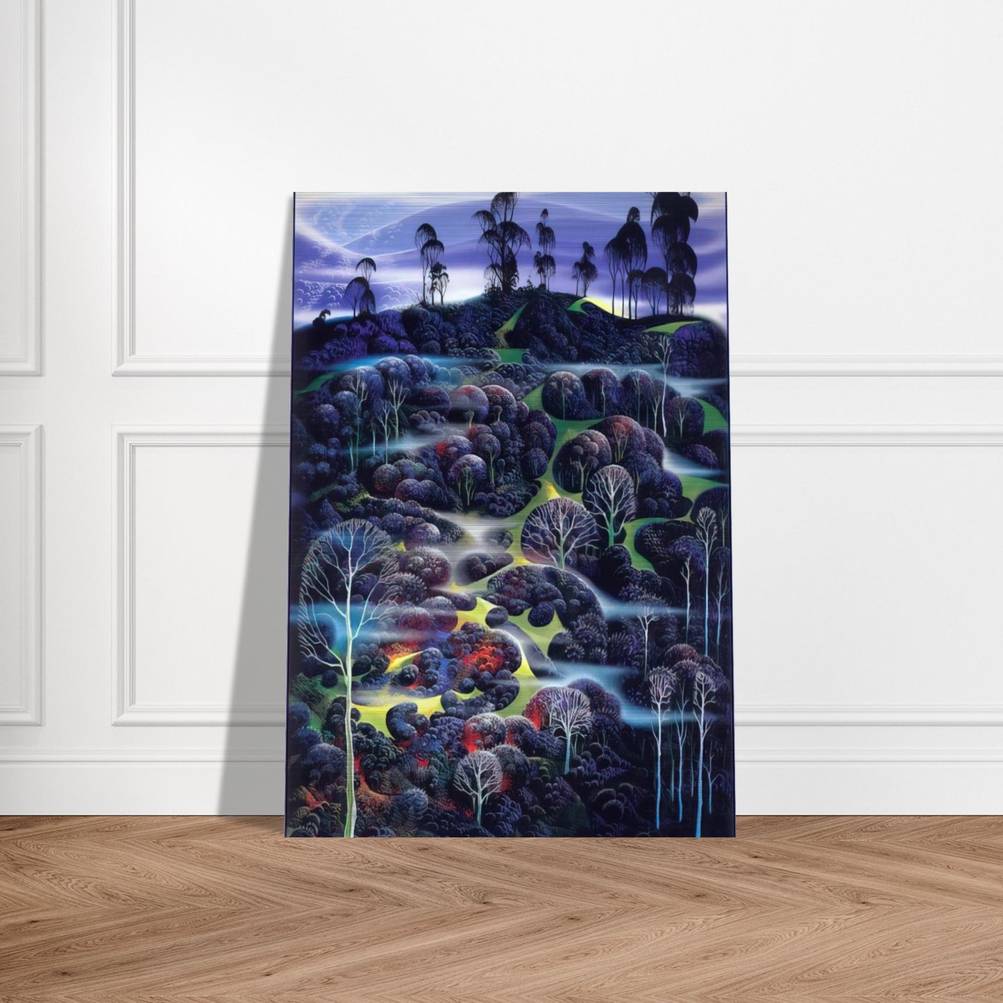 Solemn Solitude - Eyvind Earle Brushed Aluminum Print - 70x100 cm / 28x40 inches | Eyvind Earle Aluminum Print | Eyvind Earle Prints