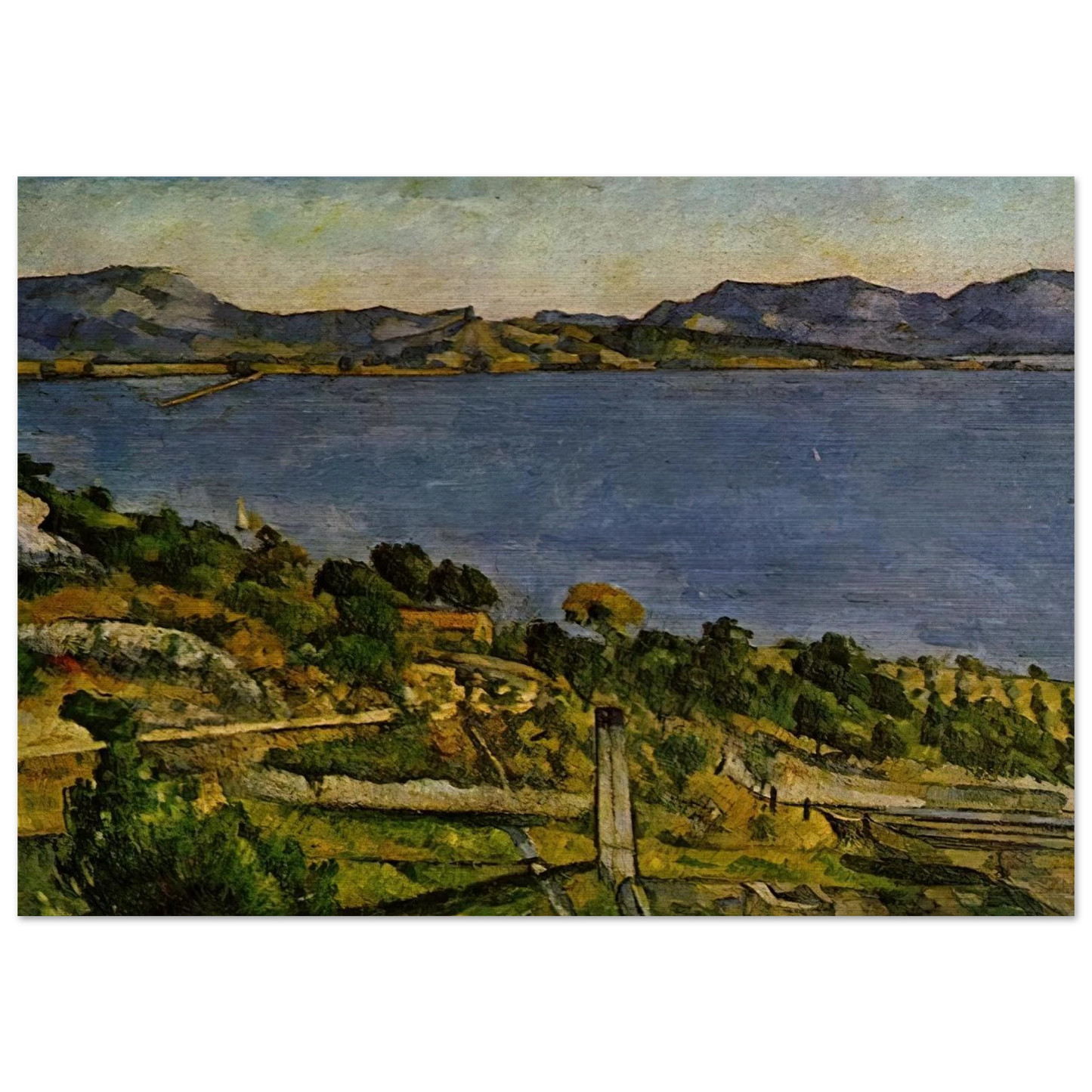 Sea at L'Estaque - Paul Cézanne Brushed Aluminum Print - 70x100 cm / 28x40 inches | Paul Cézanne Aluminum Print | Paul Cézanne Prints