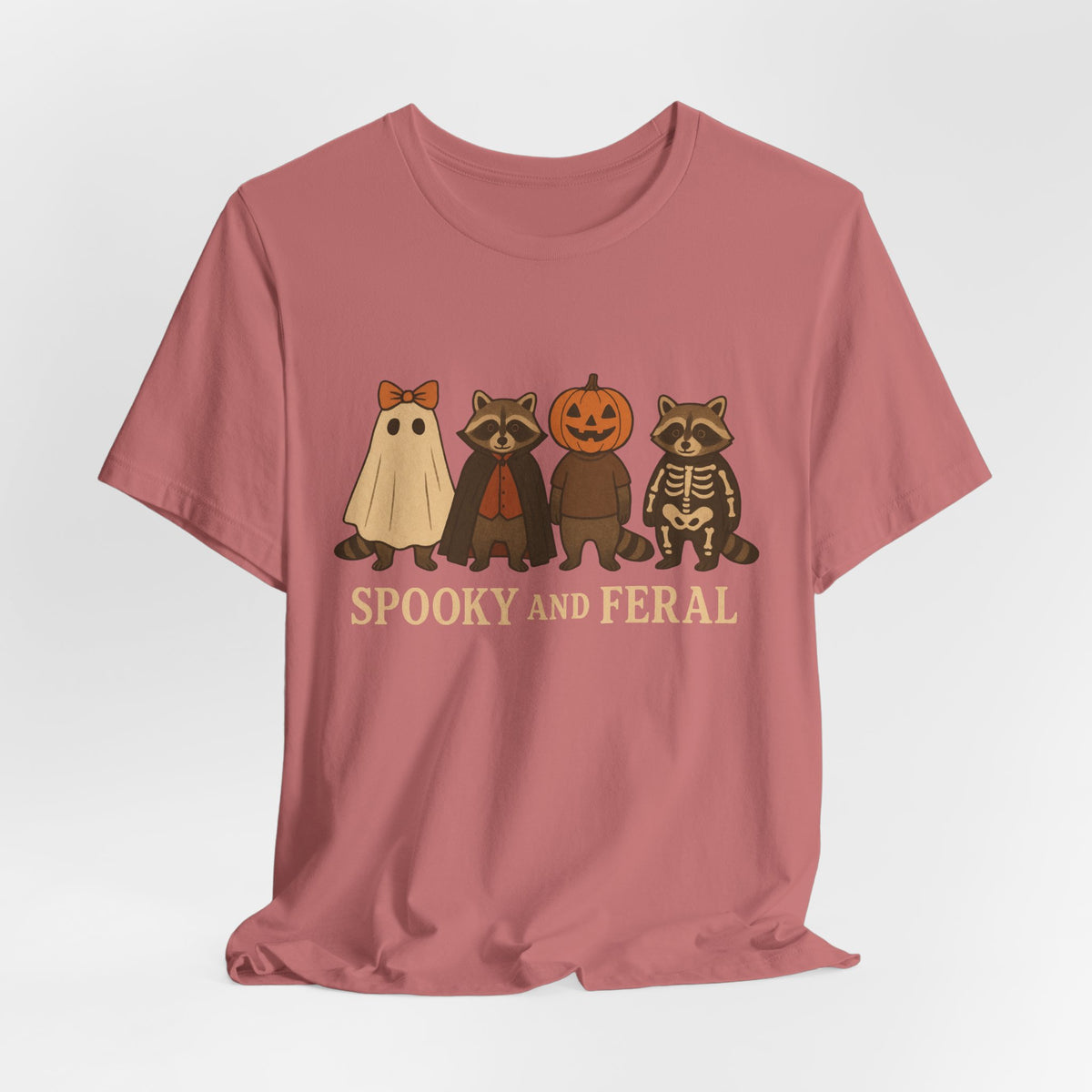Gruseliges Waschbär-Shirt, lustiges Halloween-T-Shirt mit Grafik, süßes Vintage-Herbst-T-Shirt, trendiges Damen-Halloween-Shirt, T-Shirt mit wildem Waschbär-Motiv