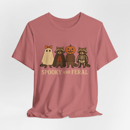 Gruseliges Waschbär-Shirt, lustiges Halloween-T-Shirt mit Grafik, süßes Vintage-Herbst-T-Shirt, trendiges Damen-Halloween-Shirt, T-Shirt mit wildem Waschbär-Motiv