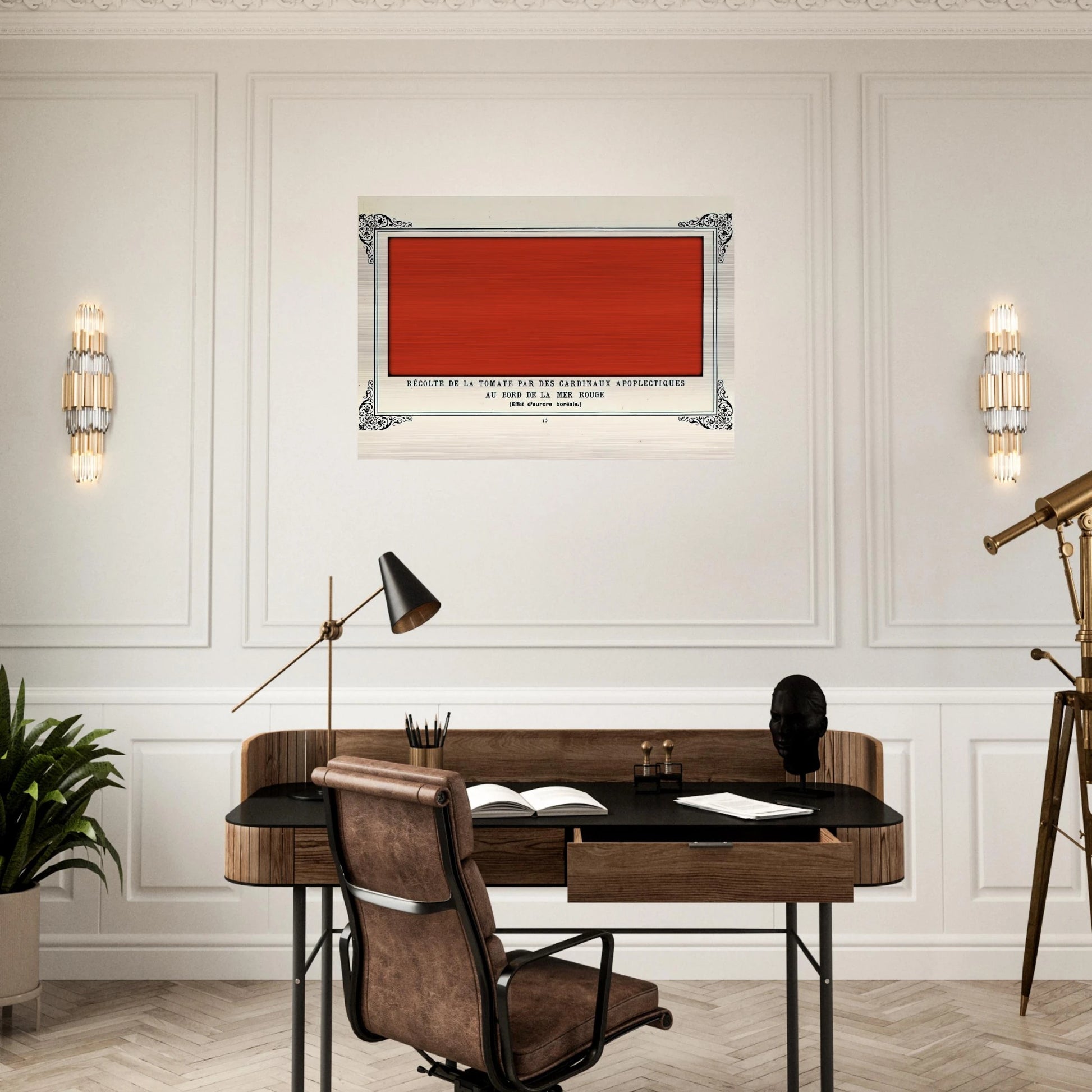 Apoplectic Cardinals Harvesting Tomatoes on the Shore of the Red Sea Study of the Aurora Borealis - Alphonse Allais Brushed Aluminum Print - 70x100 cm / 28x40 inches | Alphonse Allais Aluminum Print | Alphonse Allais Prints