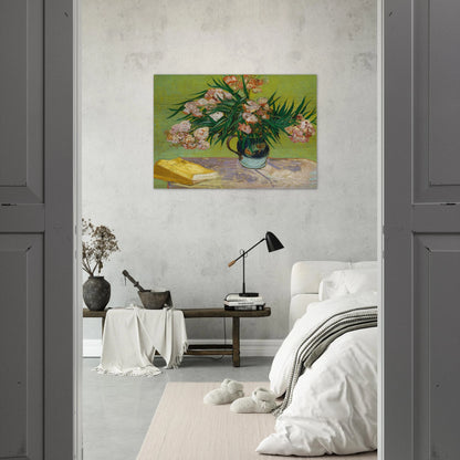 Oleanders and Books - Vincent van Gogh Brushed Aluminum Print - 70x100 cm / 28x40 inches | Vincent van Gogh Aluminum Print | Vincent van Gogh Prints