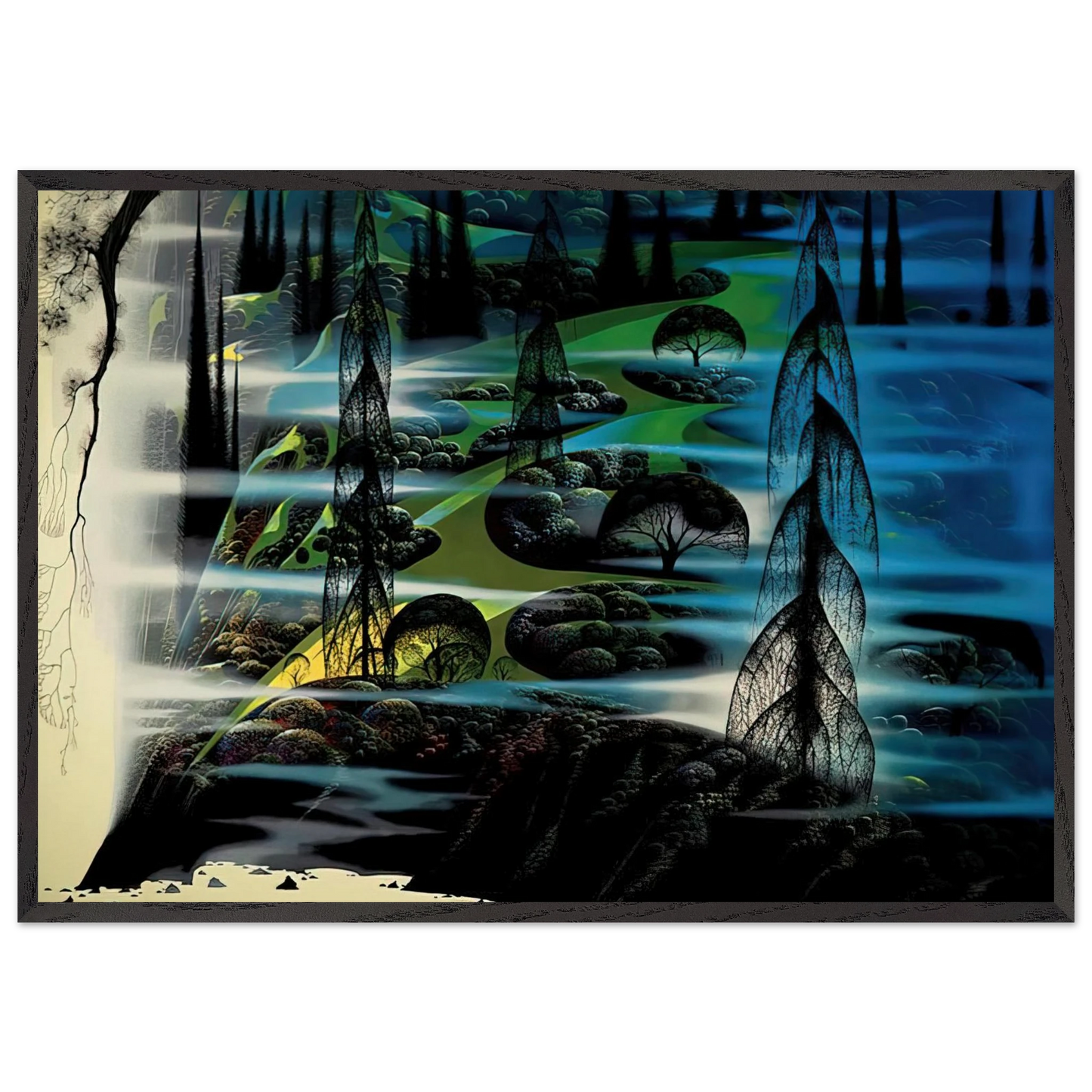 Beauty Beyond Believing - Eyvind Earle 70x100 cm / 28x40 inches Framed Art Print – Black Wooden Frame