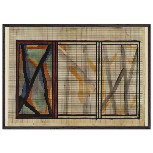 PRELIMINARY DESIGN FOR LADY HAMILTON RUG 1914 - Vanessa Bell 70x100 cm / 28x40 inches Framed Art Print – Black Wooden Frame