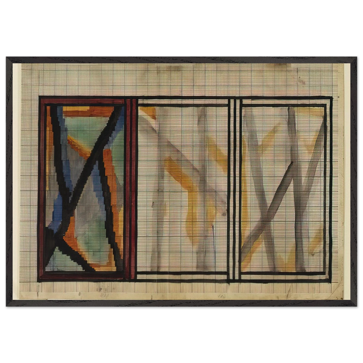 PRELIMINARY DESIGN FOR LADY HAMILTON RUG 1914 - Vanessa Bell 70x100 cm / 28x40 inches Framed Art Print – Black Wooden Frame