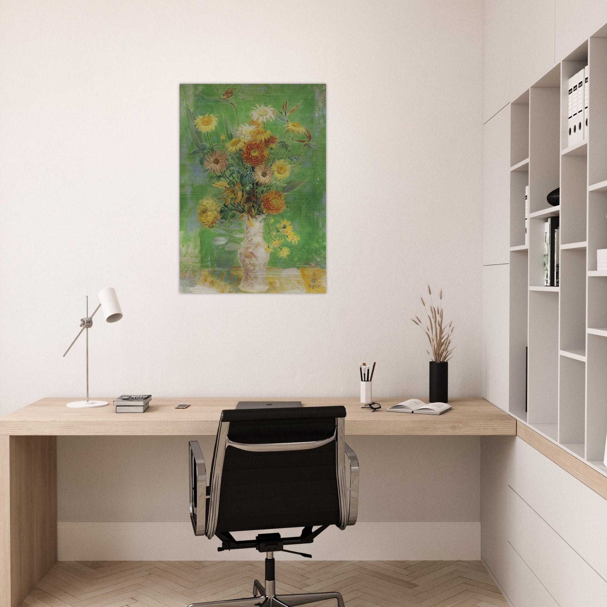 Chrysanthemums and Sunflowers - Post-Impressionism - Le Pho Brushed Aluminum Print - 70x100 cm / 28x40 inches | Le Pho Aluminum Print | Le Pho Prints