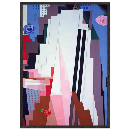 Manhattan - Georgia OKeeffe 70x100 cm / 28x40 inches Framed Art Print – Black Wooden Frame
