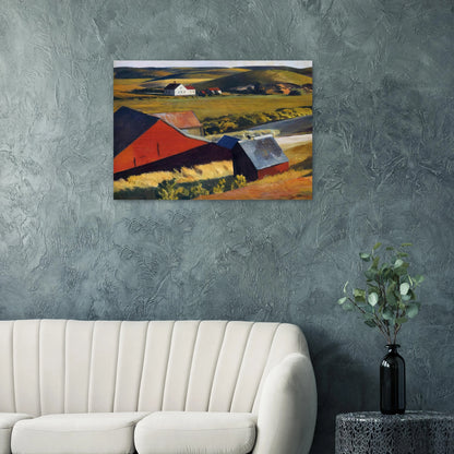 Cobbs Barns and Distant Houses - Edward Hopper Brushed Aluminum Print - 70x100 cm / 28x40 inches | Edward Hopper Aluminum Print | Edward Hopper Prints