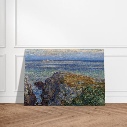 White island light isles of shoals at sundown - Childe Hassam Brushed Aluminum Print - 70x100 cm / 28x40 inches | Childe Hassam Aluminum Print | Childe Hassam Prints