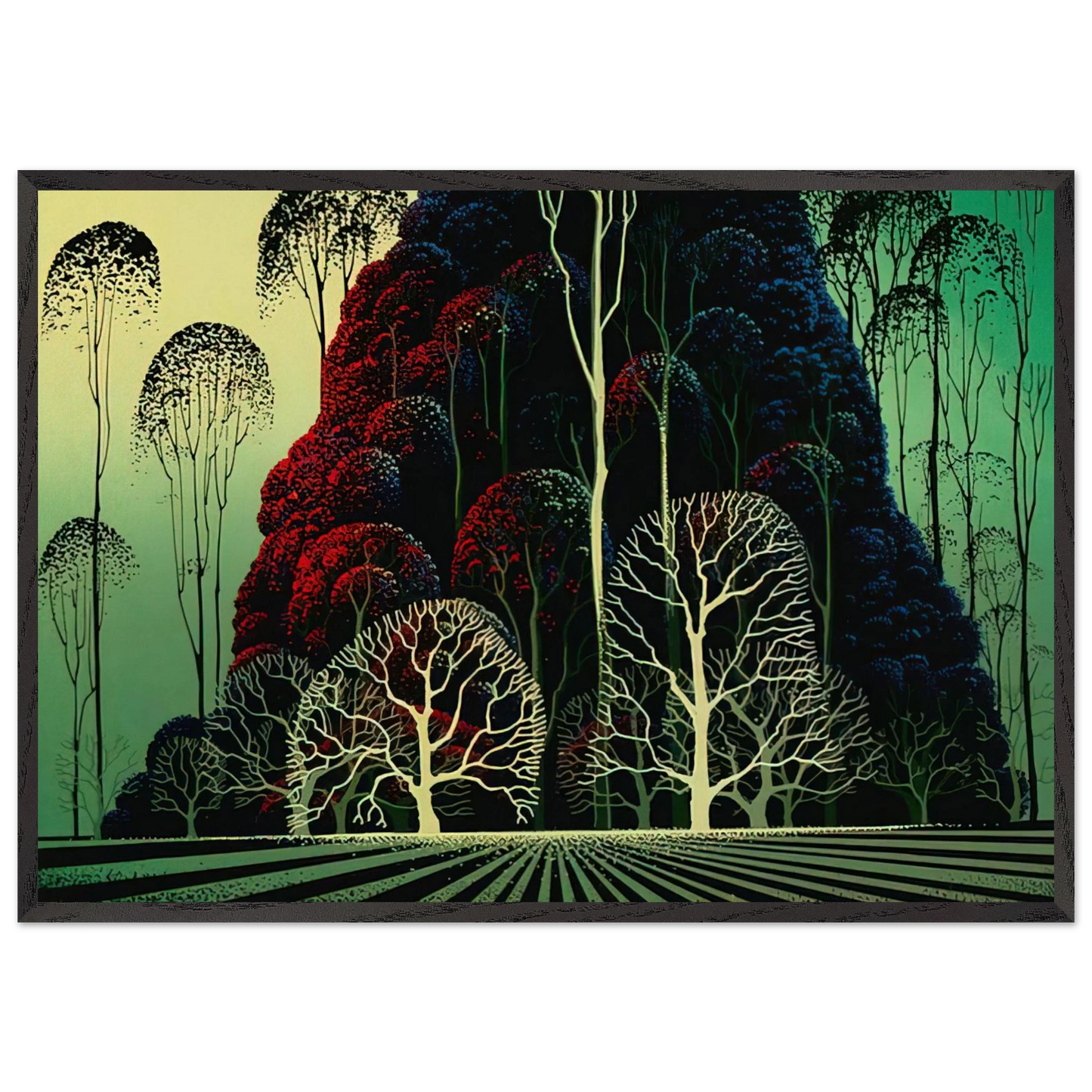Eucalyptus Forest - Eyvind Earle 70x100 cm / 28x40 inches Framed Art Print – Black Wooden Frame
