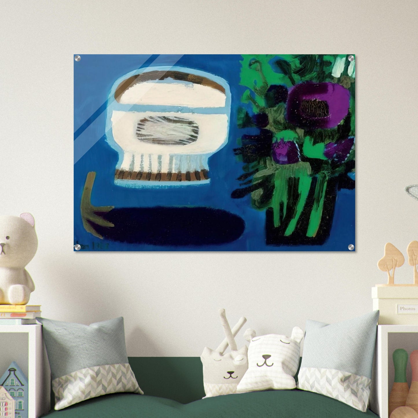Aubergine and flowers - 1968 - Mary Fedden Acrylic Print - 70x100 cm / 28x40″ inches