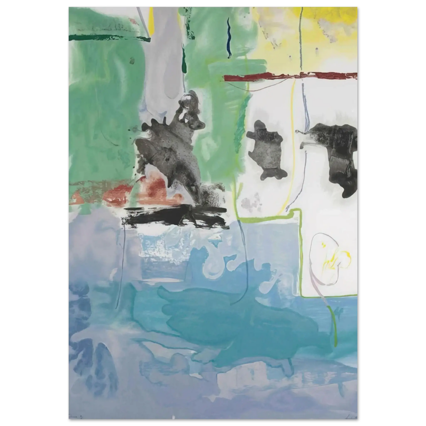 Helen Frankenthaler - West Wind - 1997 Wall art - 60x80 cm / 24x32 Inches - Premium Wooden Framed Poster With Fine Art Paper - White frame
