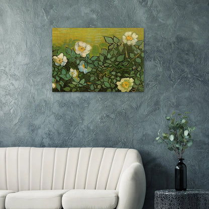 Wild Roses - Vincent van Gogh Brushed Aluminum Print - 70x100 cm / 28x40 inches | Vincent van Gogh Aluminum Print | Vincent van Gogh Prints
