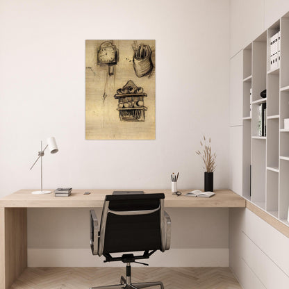 Clock, Clog with Cutlery and a Spoon Rack - Vincent van Gogh Brushed Aluminum Print - 70x100 cm / 28x40 inches | Vincent van Gogh Aluminum Print | Vincent van Gogh Prints